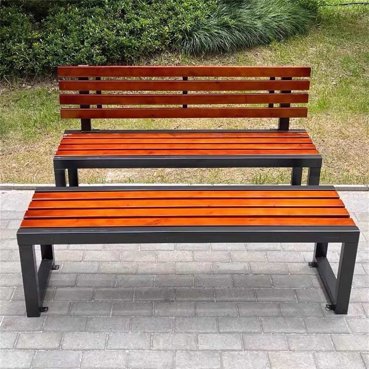 Midnight Black Engineered Wood Patio Bench B4754