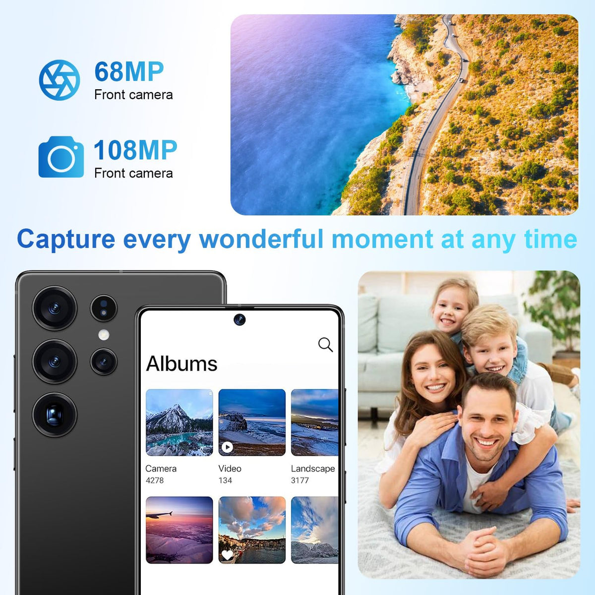 5G Unlocked Smartphone 12GB+512GB 6.99" 7000mAh Black O3459