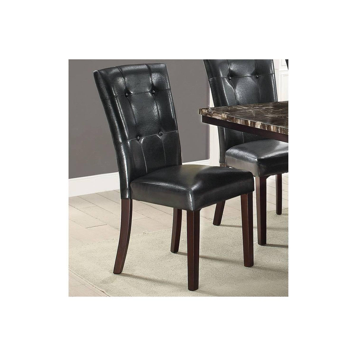 Black Faux Leather Parson Chairs Set of 2 P9065