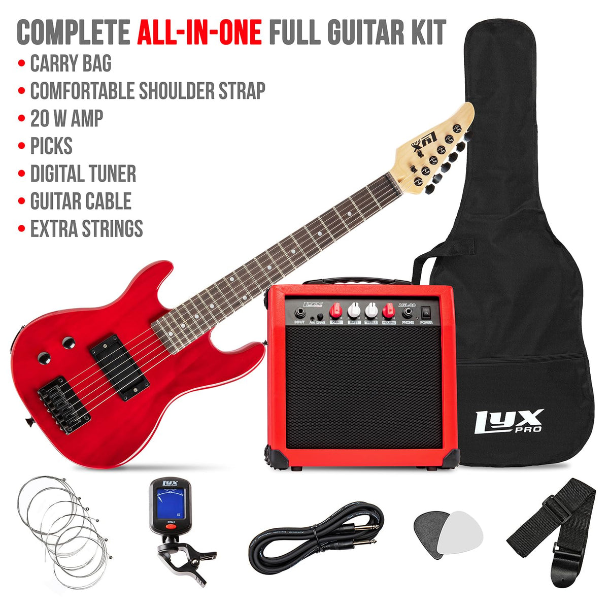 Left Hand 30 Inch 3/4 Size Electric Guitar Kit Red C8683