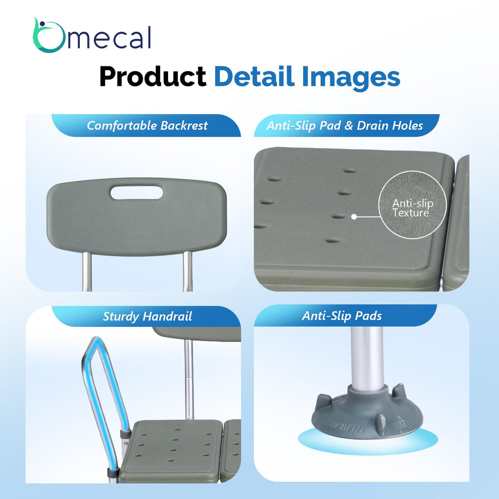 Height Adjustable Tub Transfer Bench Shower Chair with Backrest F7820