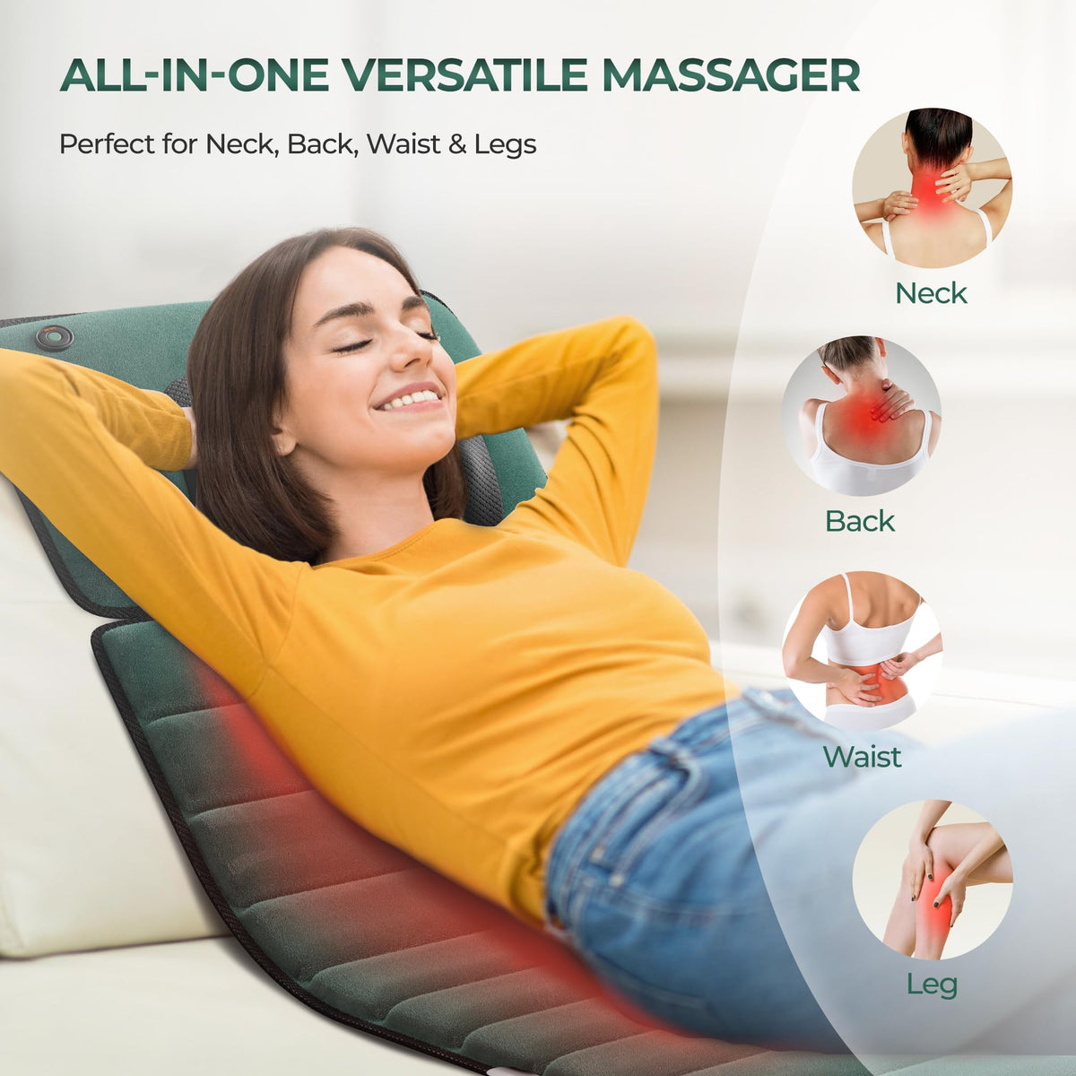 Full Body Massage Mat with Heat, 10 Motors, Detachable Massager Pad S569