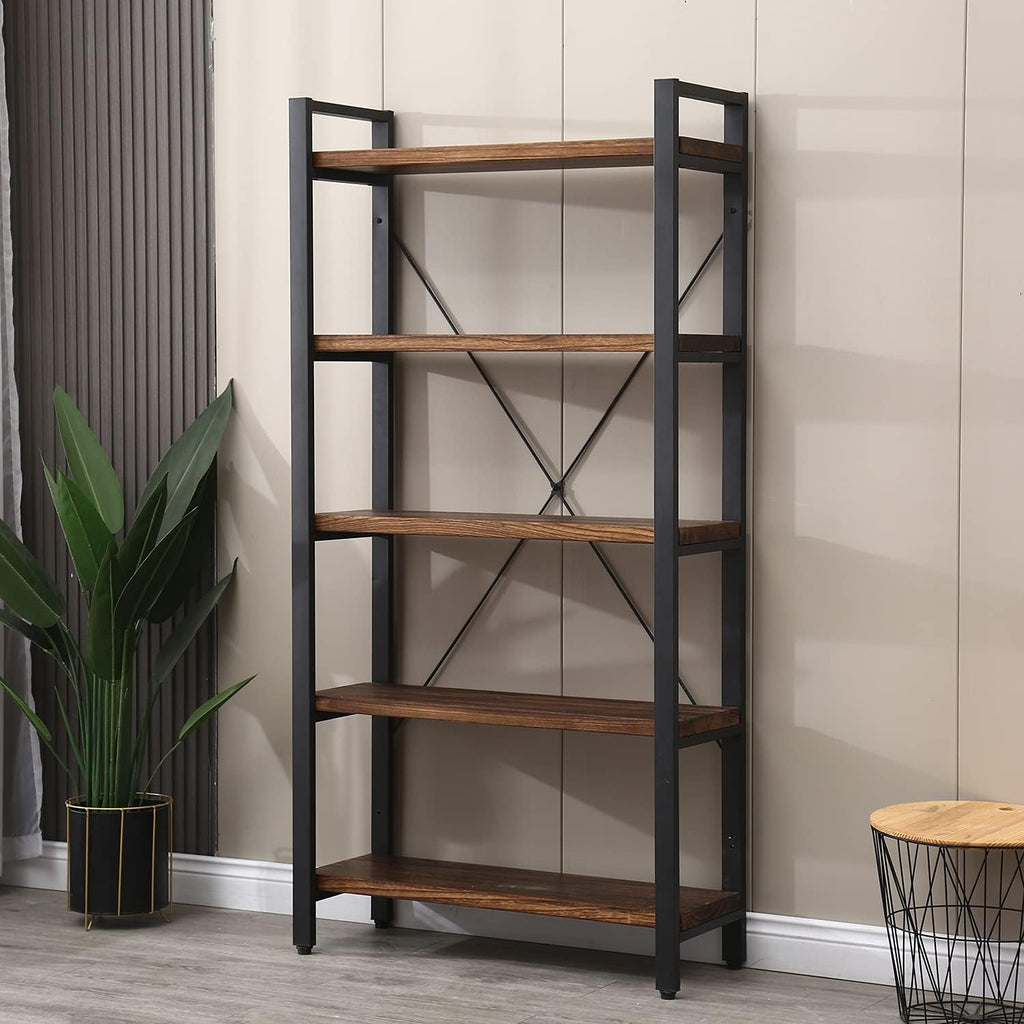 5 Tier Solid Wood Metal Bookcase Z9814