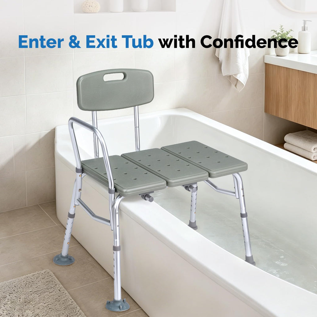 Height Adjustable Tub Transfer Bench Shower Chair with Backrest F7820