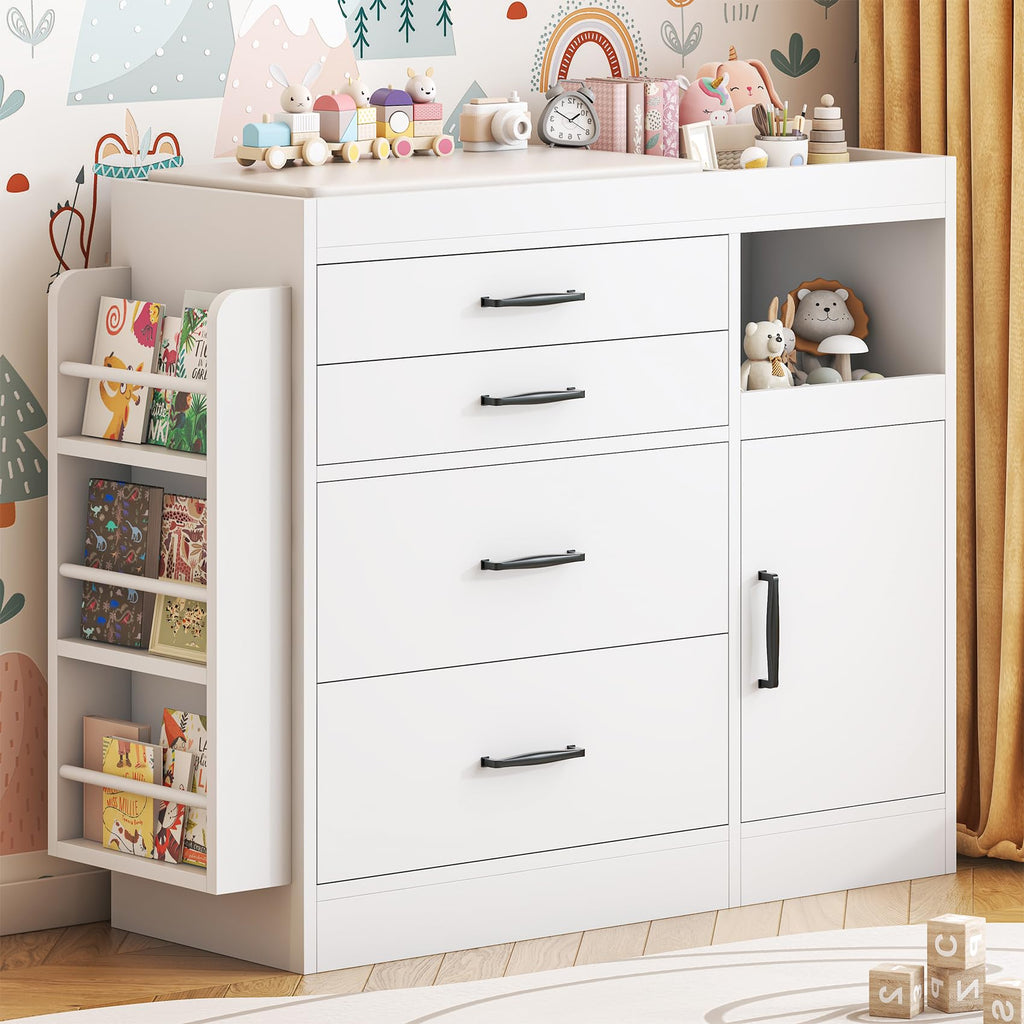 White 4 Drawer Baby Nursery Dresser with Changing Pad E722029