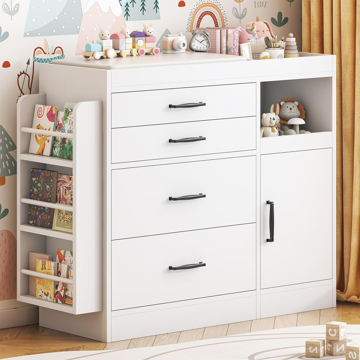 White 4 Drawer Baby Nursery Dresser with Changing Pad E722029