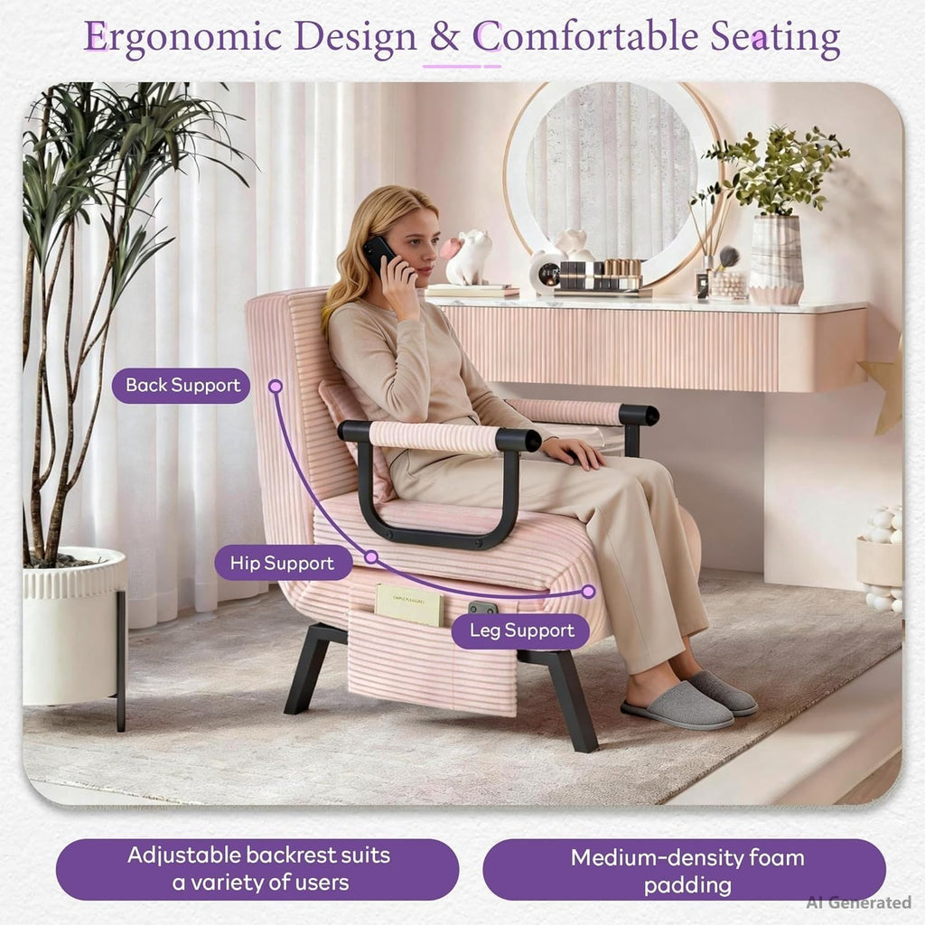 Pink Folding Sleeper Chair Bed H66929