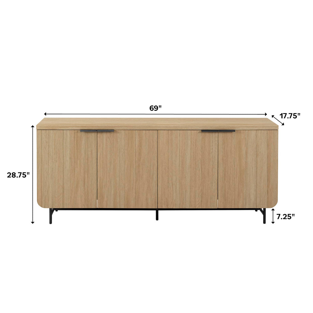 69 Inch Coastal Oak Sideboard Buffet E3888