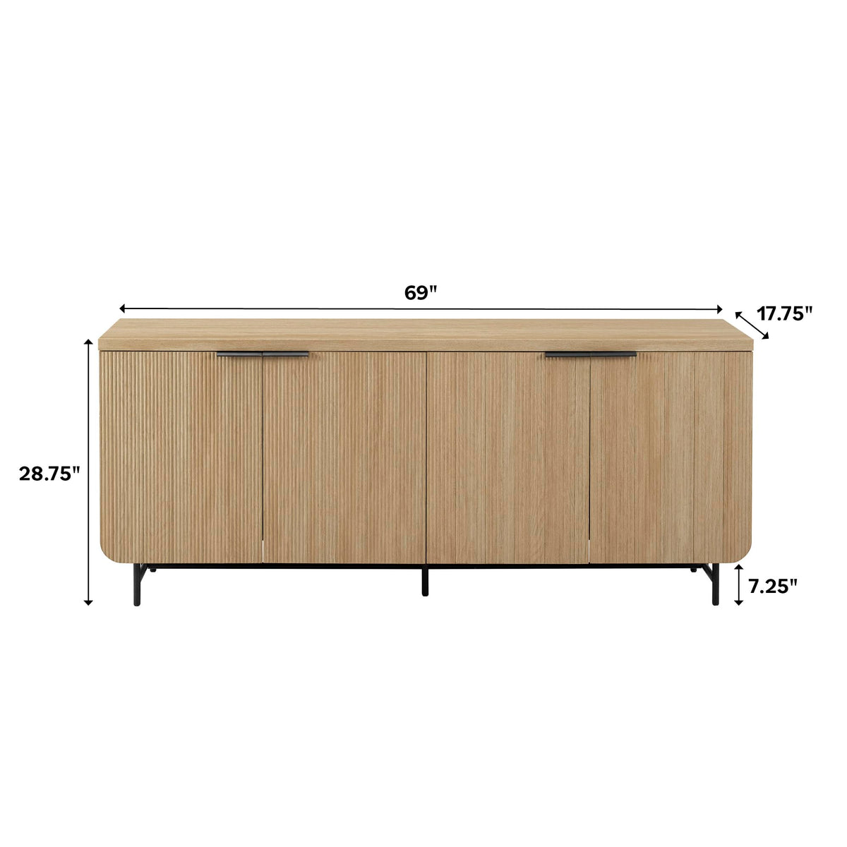 69 Inch Coastal Oak Sideboard Buffet E3888
