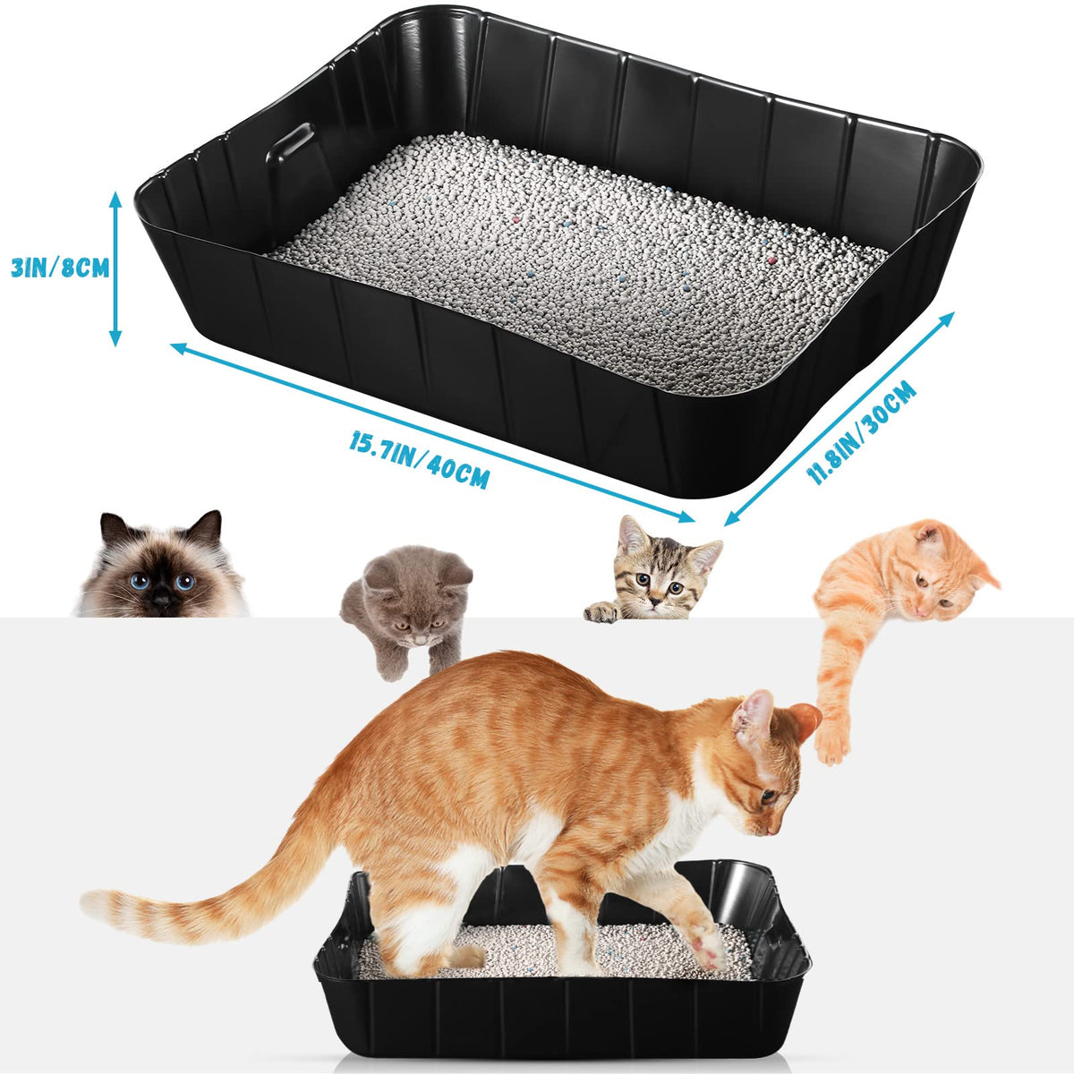 Black Disposable Litter Box for Cats G236