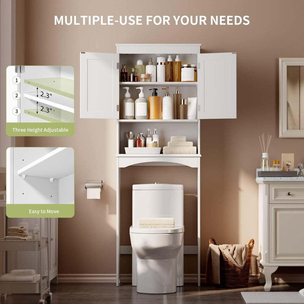 Over the Toilet Storage Cabinet with Adjustable Shelf, White U2037