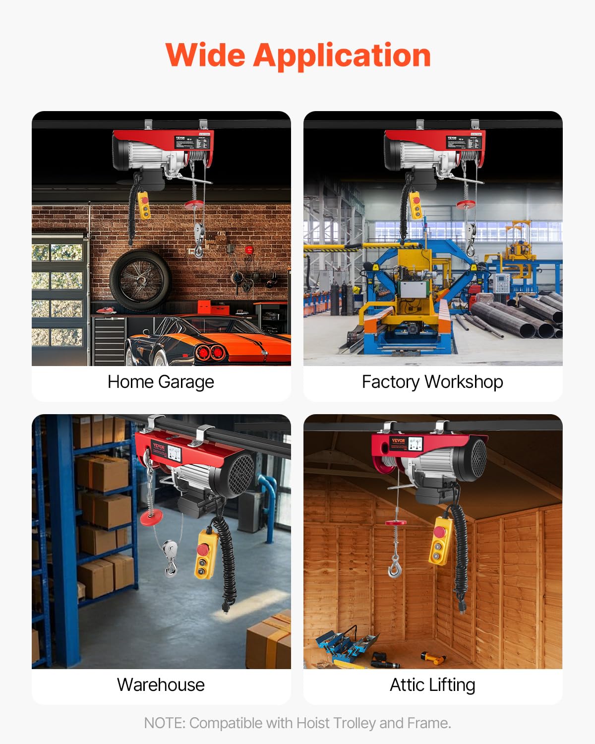 880lbs Electric Hoist with Wired Remote Control Z127