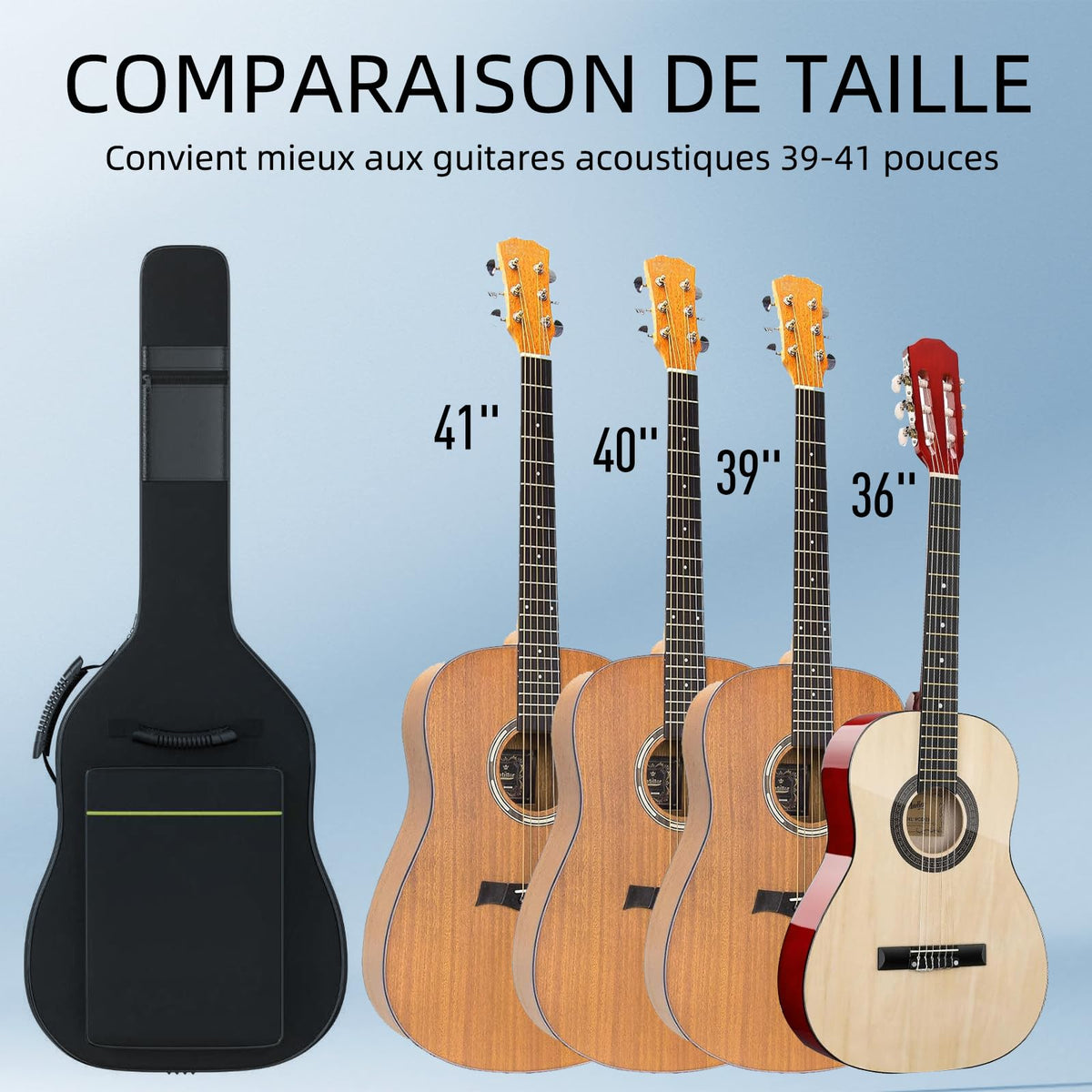 Black Acoustic Guitar Gig Bag with 0.35 Inch Foam Padding U656376