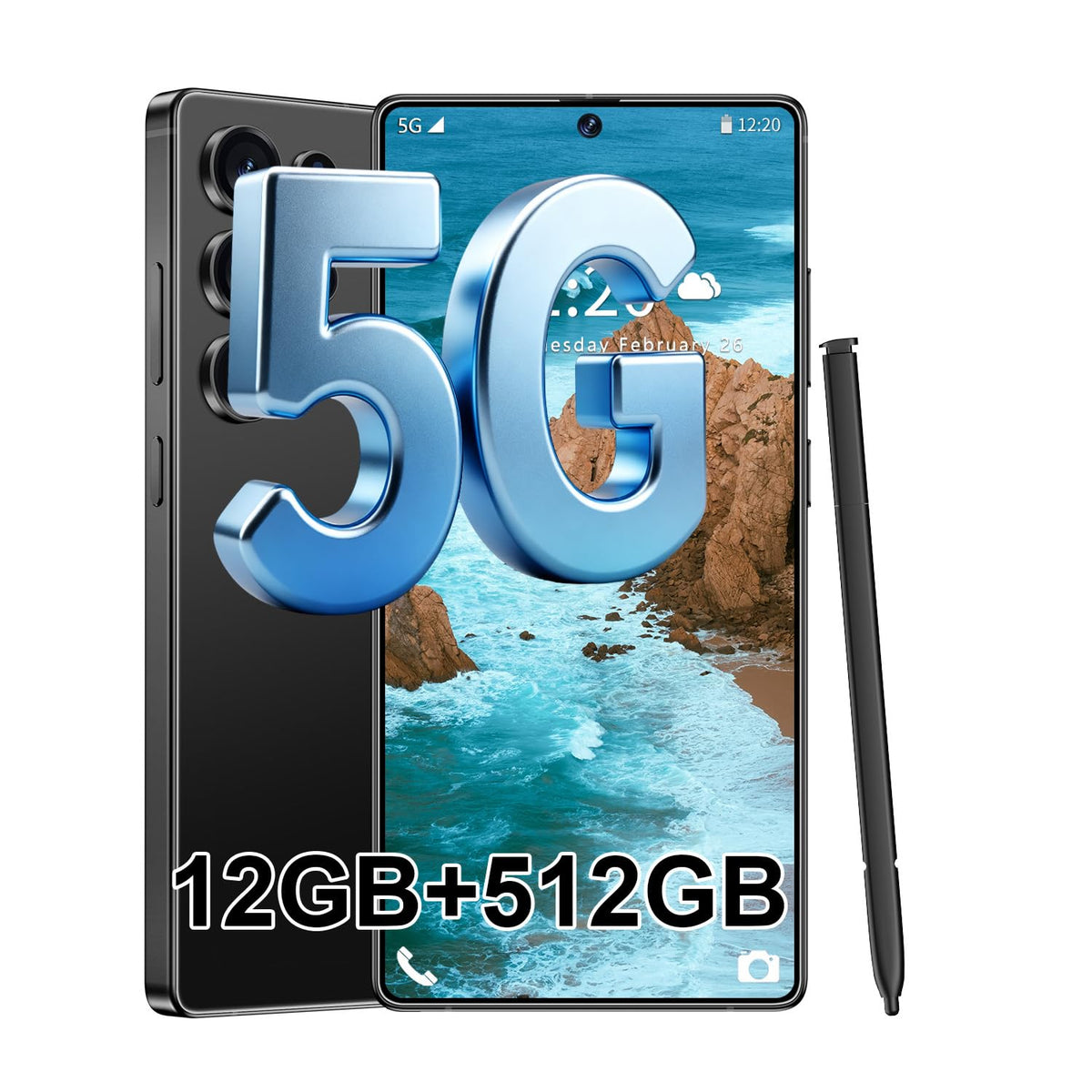 5G Unlocked Smartphone 12GB+512GB 6.99" 7000mAh Black O3459