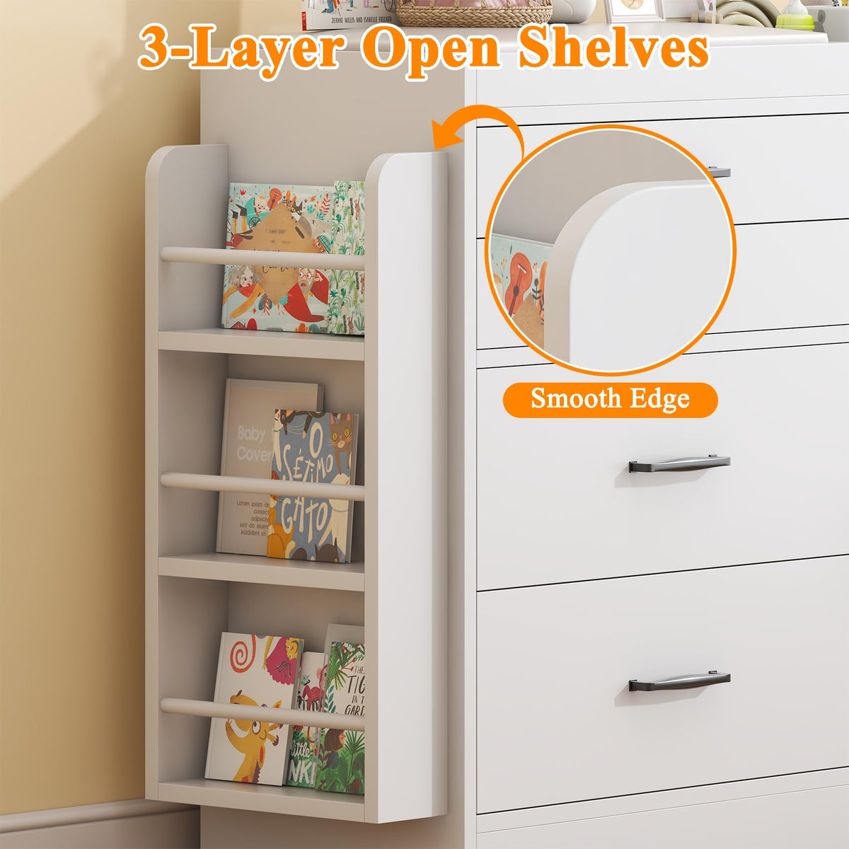 White 4 Drawer Baby Nursery Dresser with Changing Pad E722029