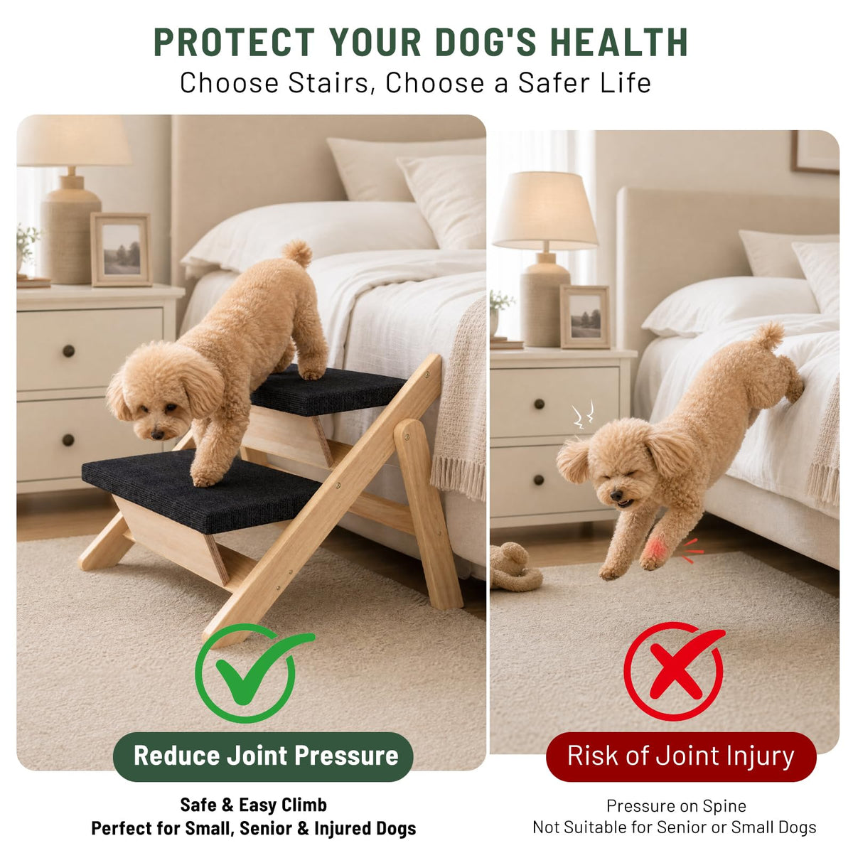 Wooden 2-in-1 Foldable Pet Stairs & Ramp H783