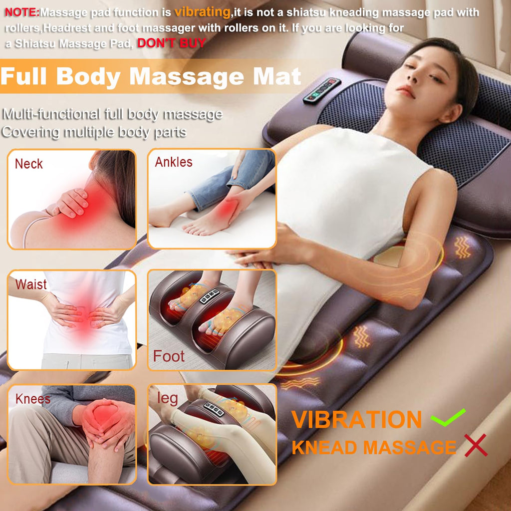 Vibration Massage Mat with Neck Headrest and Leg Foot Massagers G7650