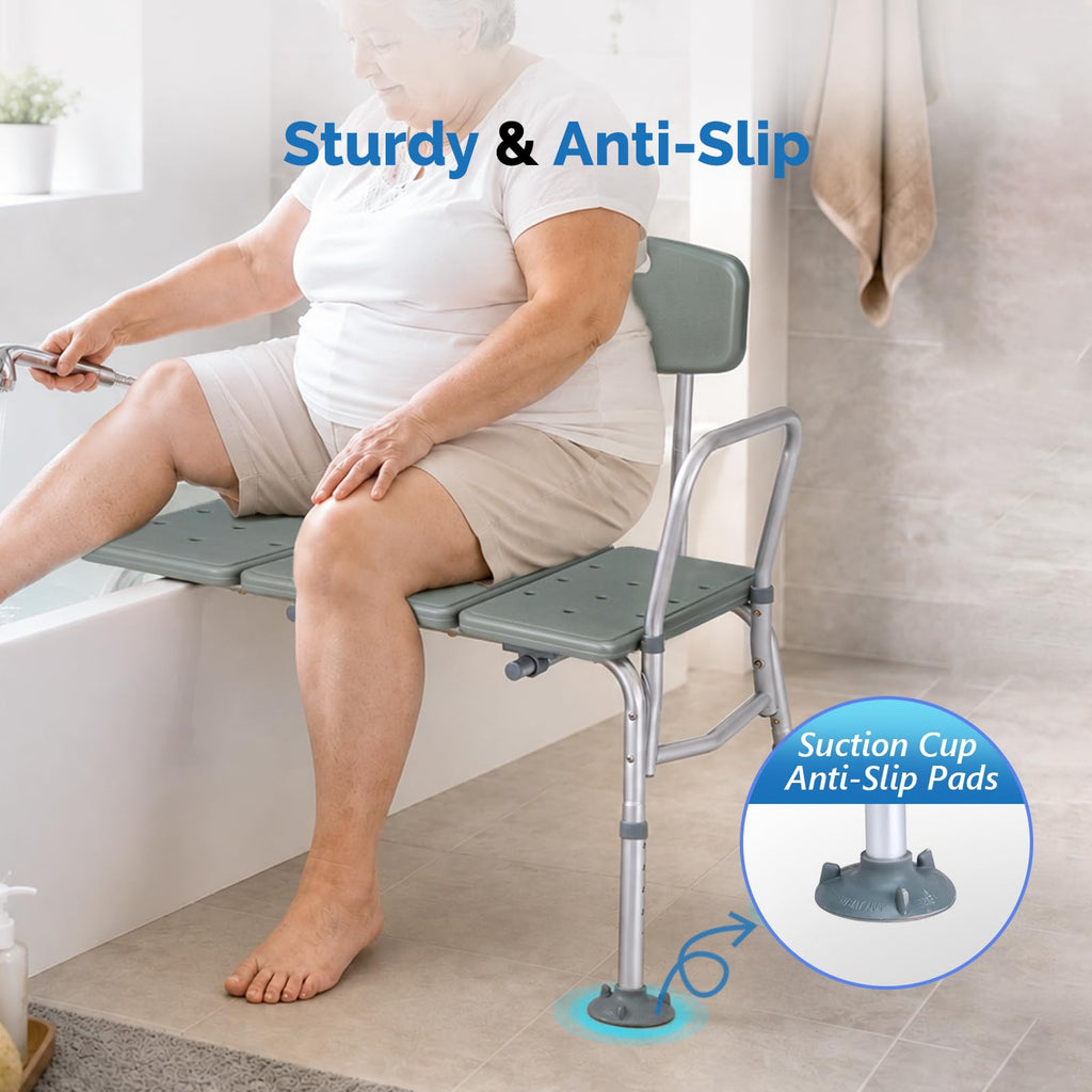 Height Adjustable Tub Transfer Bench Shower Chair with Backrest F7820