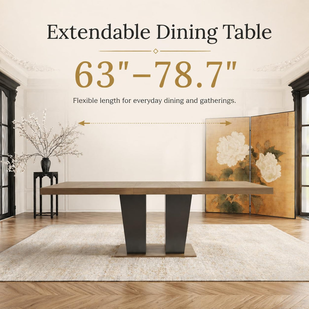 9 Piece Extendable Dining Table Set with 8 Upholstered Chairs M6005
