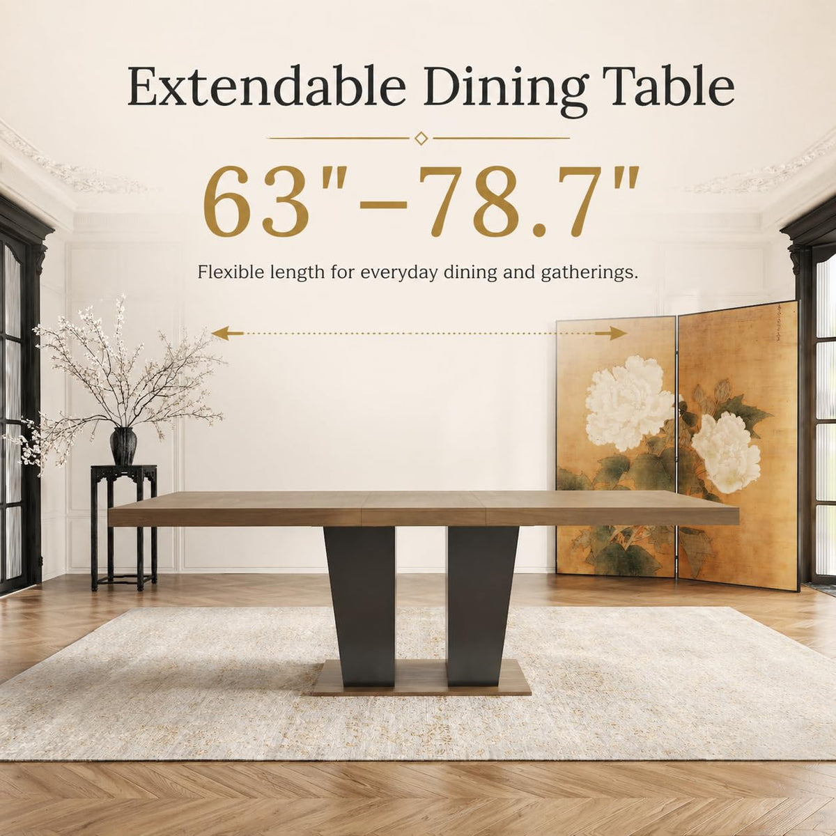 9 Piece Extendable Dining Table Set with 8 Upholstered Chairs M6005