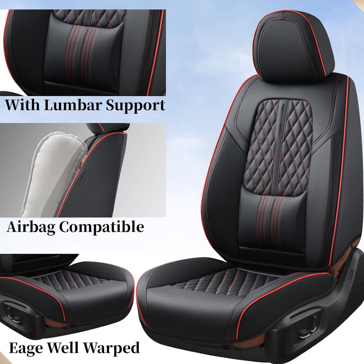 Black Nappa Leather Car Seat Covers Full Set F257