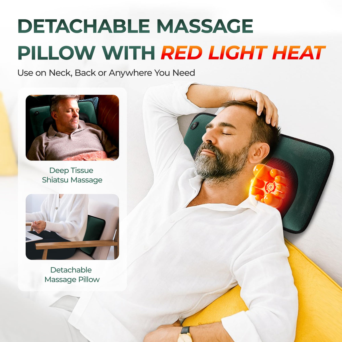 Full Body Massage Mat with Heat, 10 Motors, Detachable Massager Pad S569