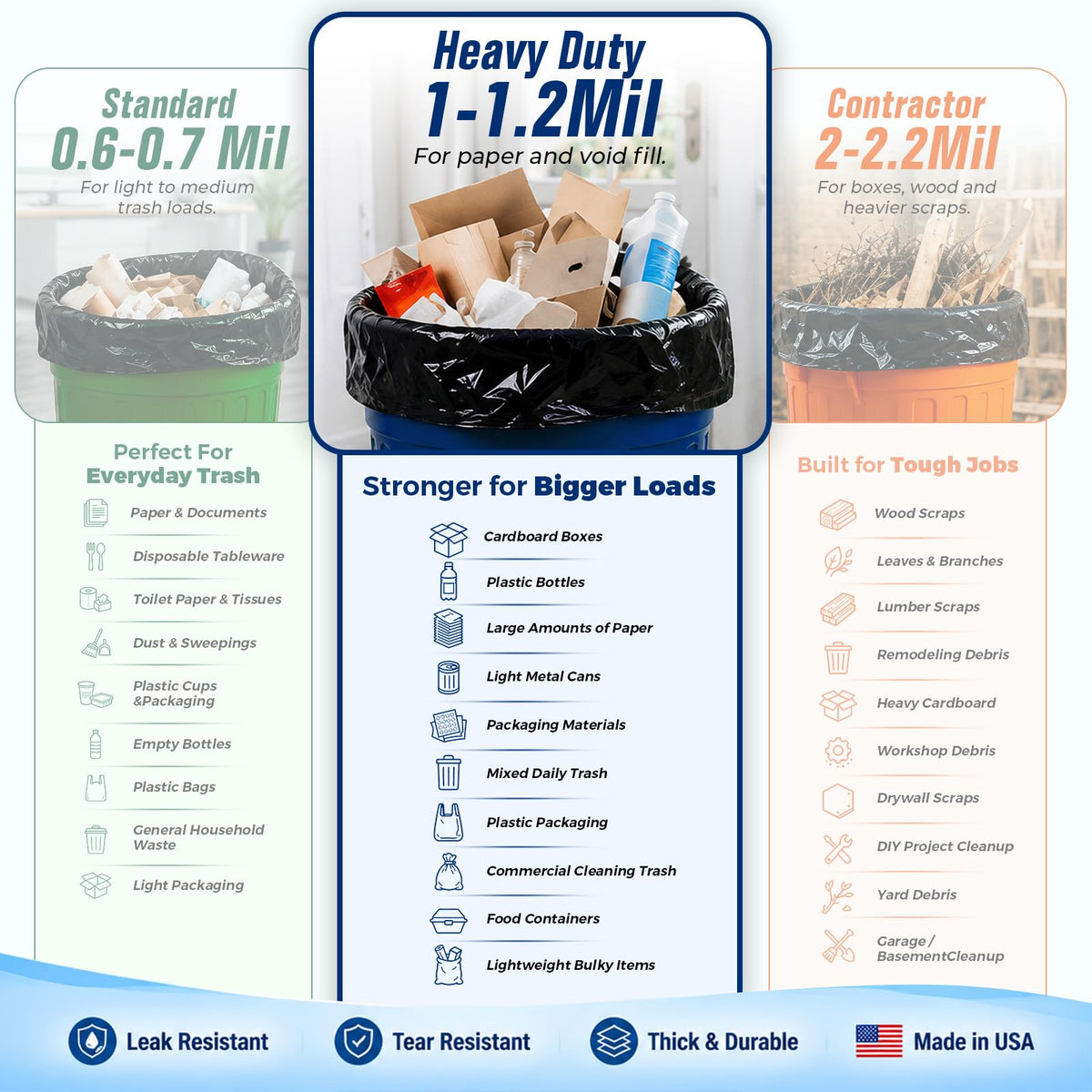 40-45 Gallon Heavy Duty Trash Bags U80771
