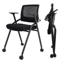 2 Pack Black Mesh Folding Office Chairs with Wheels R3173