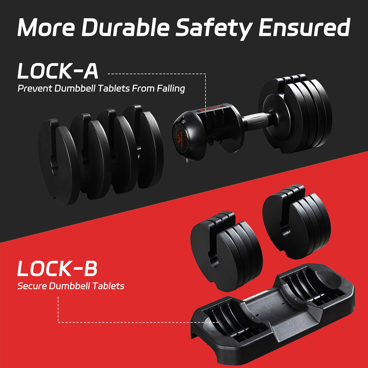 Adjustable Free Weights Dumbbells Set of 2, 52 lbs M141