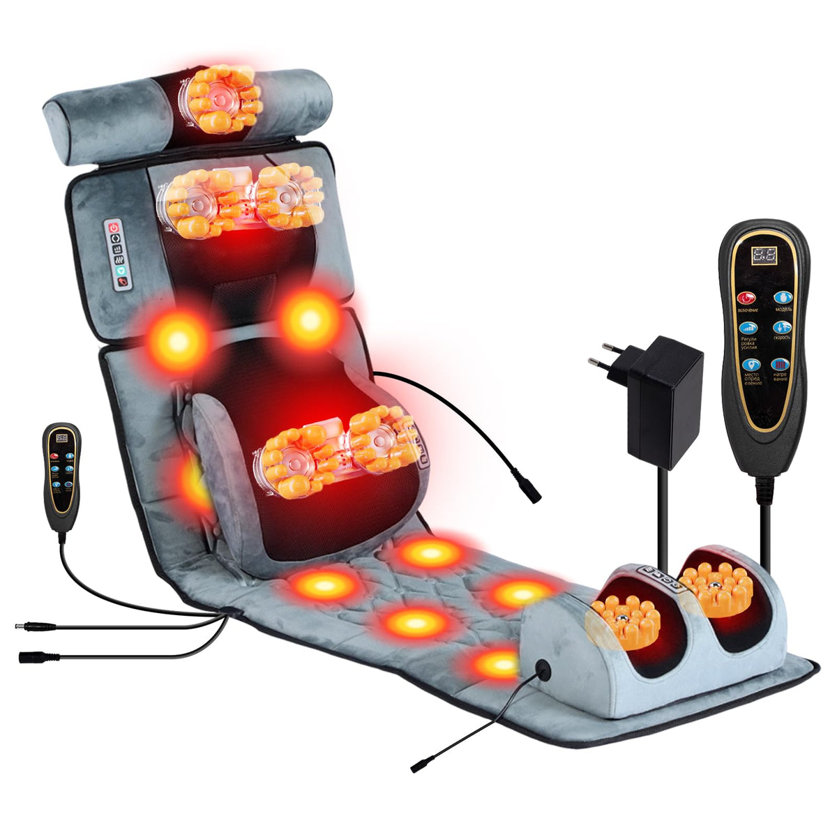 Full Body Massage Cushion with Heat, 10 Vibration Heads, 9 Speeds M9569