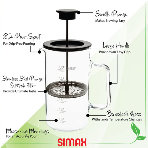 1 Liter Dishwasher Safe Borosilicate Glass French Press E1857