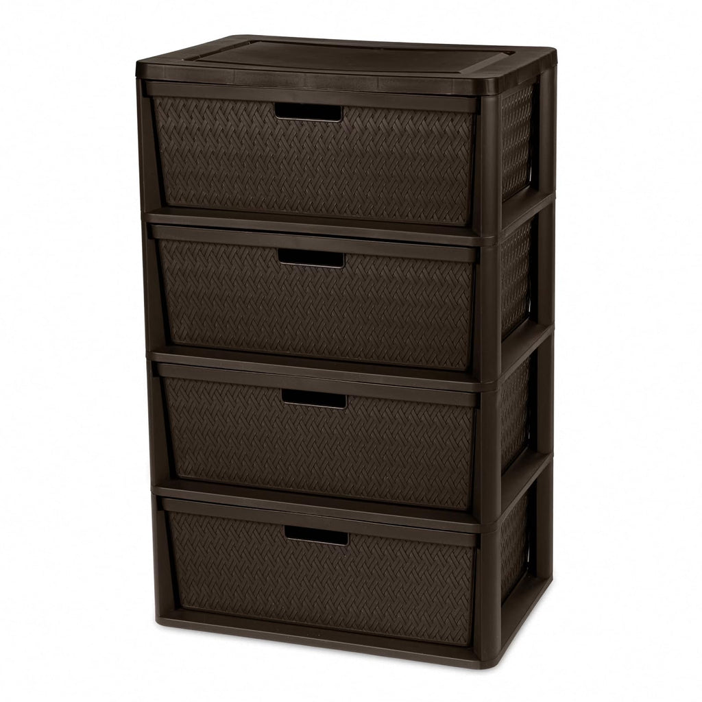 4 Drawer Brown Plastic Storage Tower E650
