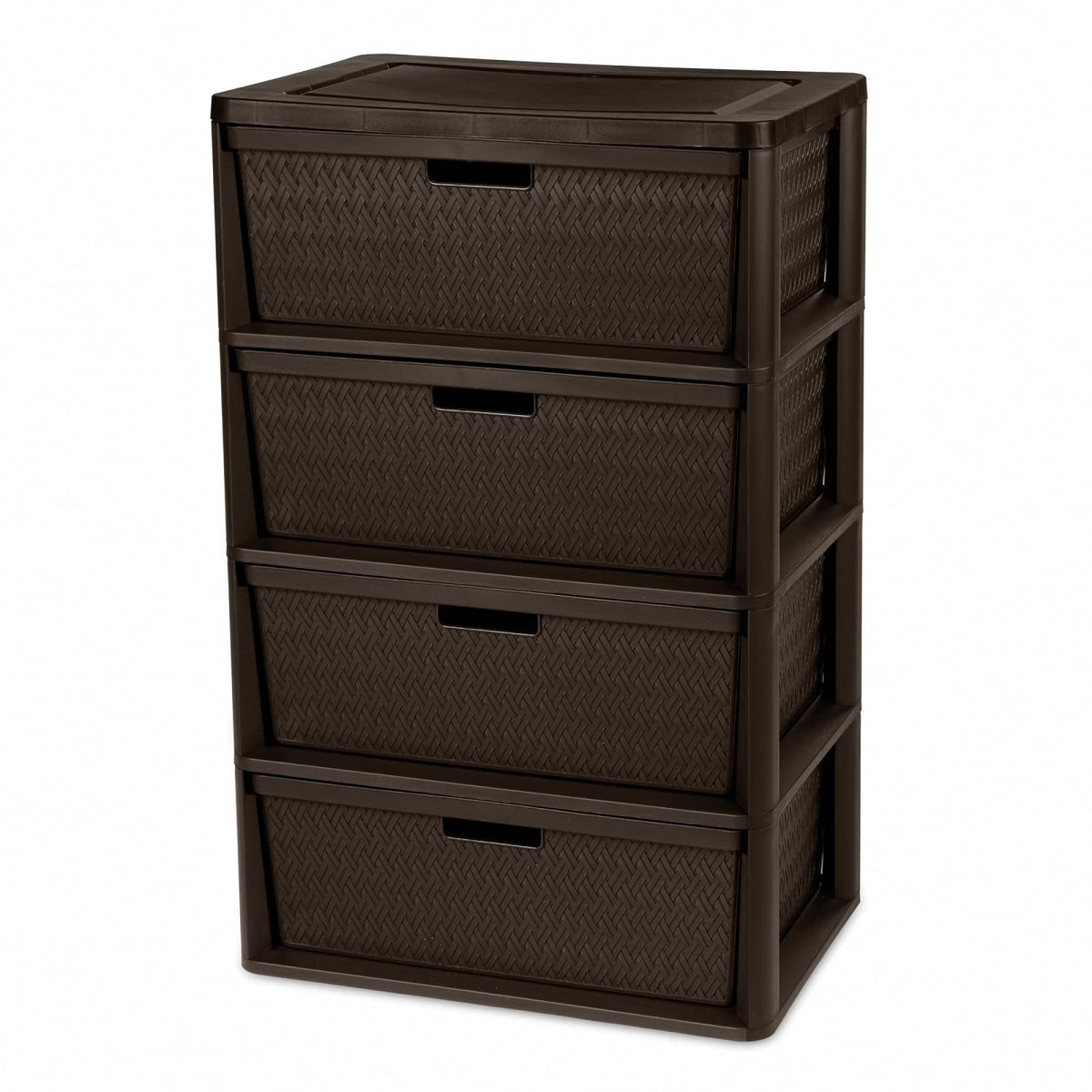 4 Drawer Brown Plastic Storage Tower E650