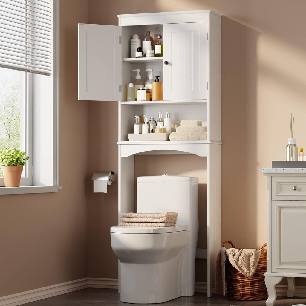 Over the Toilet Storage Cabinet with Adjustable Shelf, White U2037