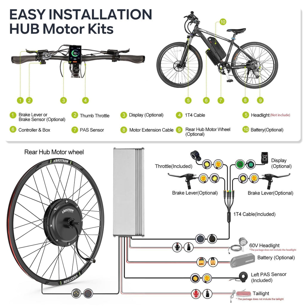 48V 1000W Electric Bike Conversion Kit Rear Wheel Hub Motor Q90563