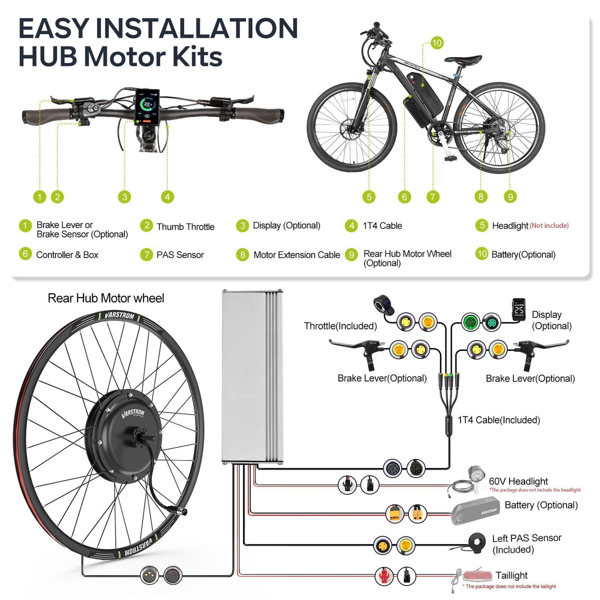 48V 1000W Electric Bike Conversion Kit Rear Wheel Hub Motor Q90563