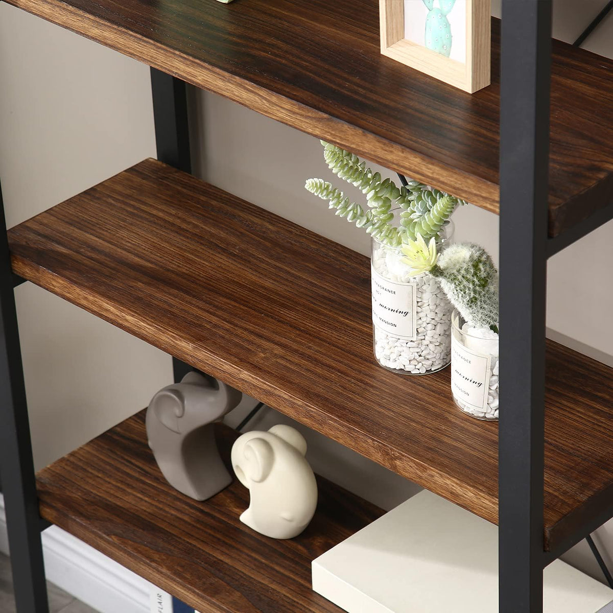 5 Tier Solid Wood Metal Bookcase Z9814