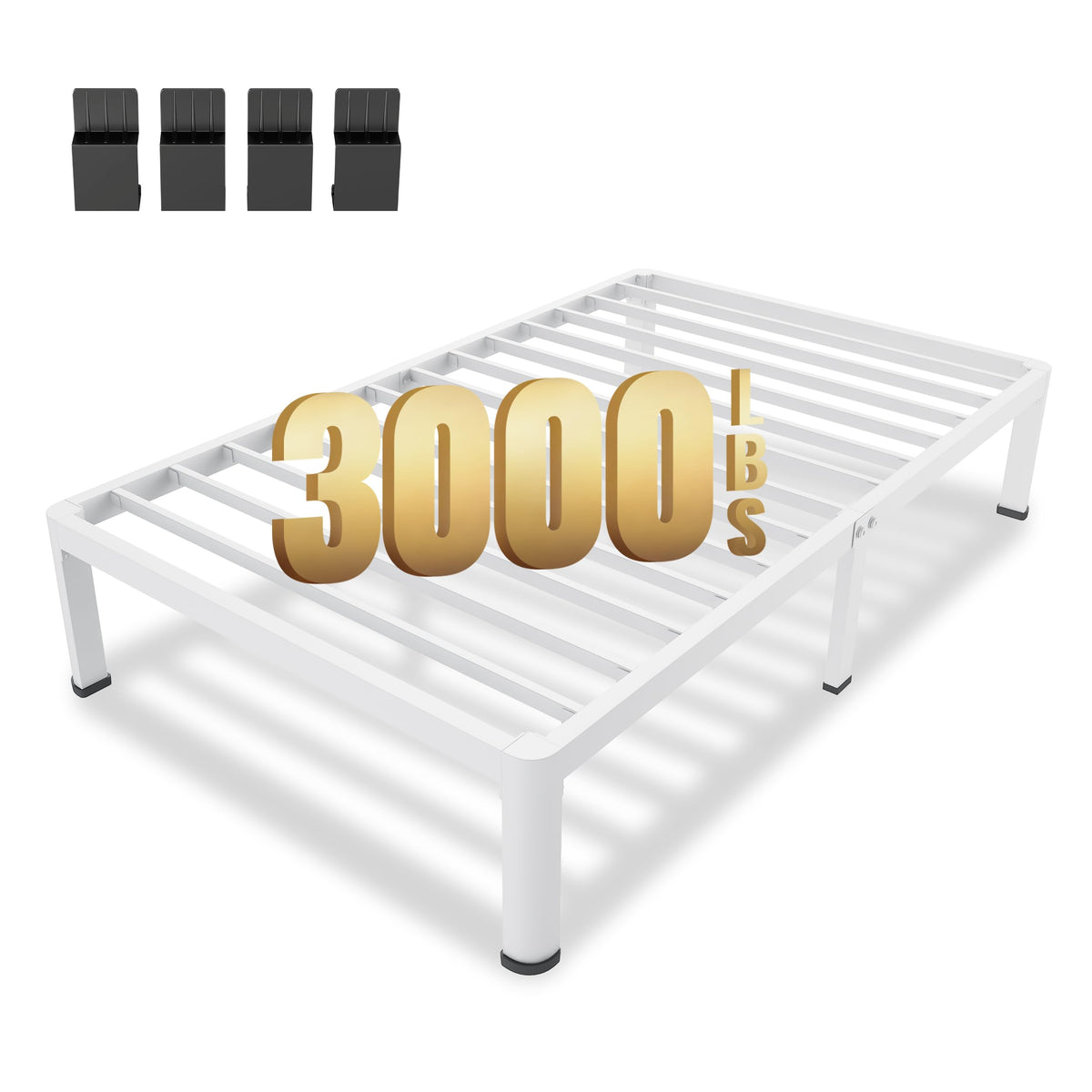 14 Inch Twin Metal Platform Bed Frame White G990
