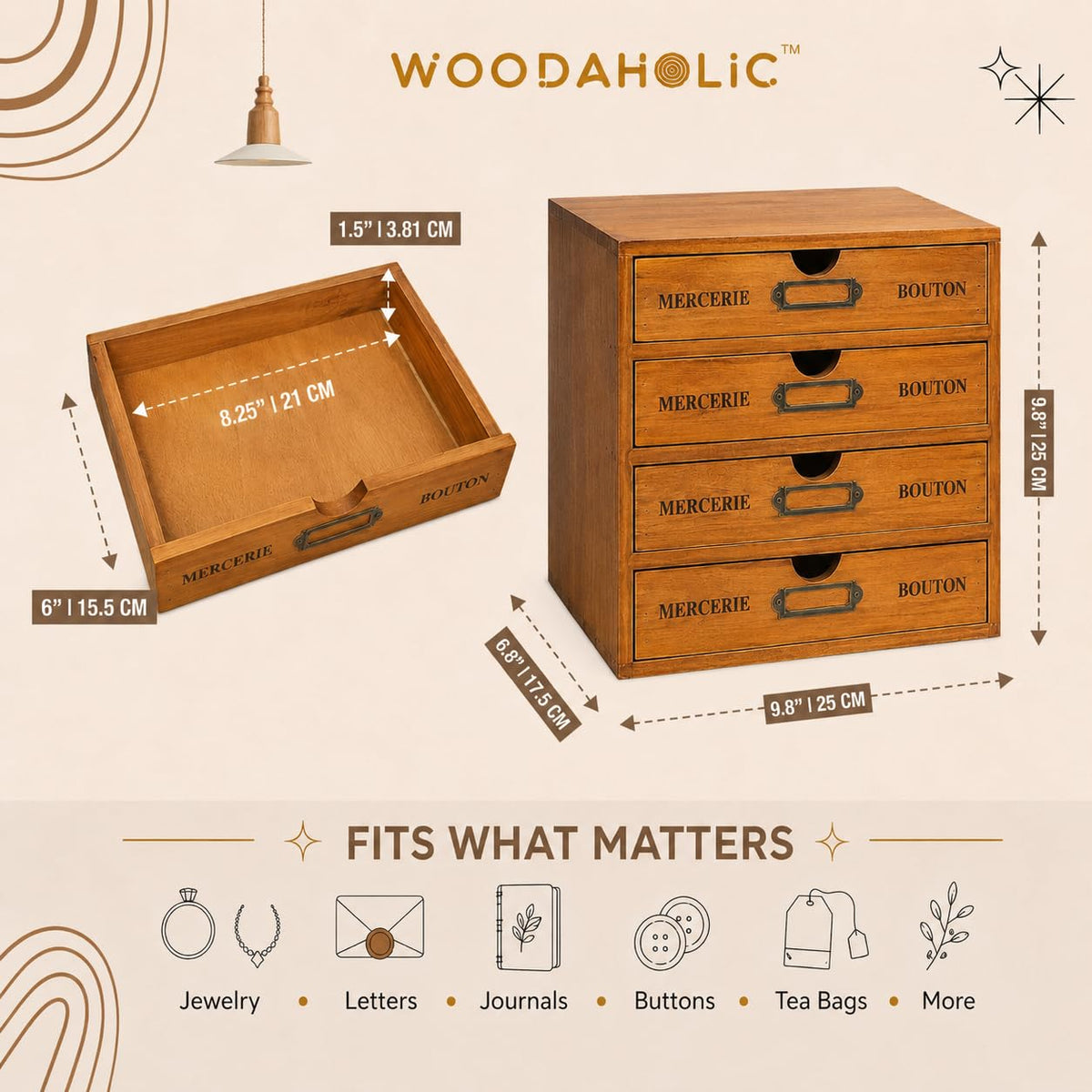 Modular Stackable 4 Drawer Wood Storage Box C716