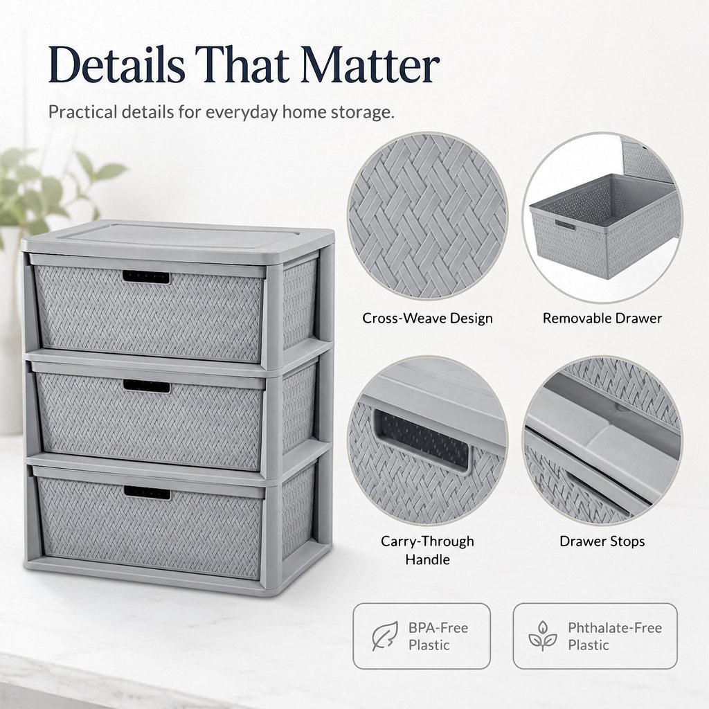 3 Drawer Plastic Storage Organizer O61777