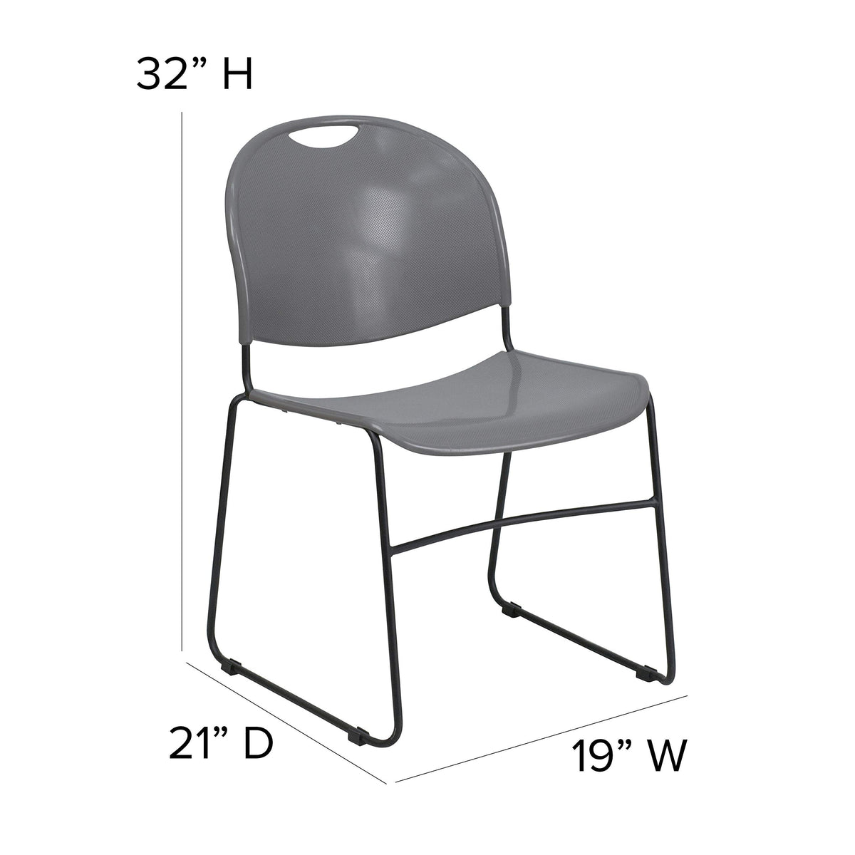 Gray 4 Pack Stack Chair with Black Frame W5731