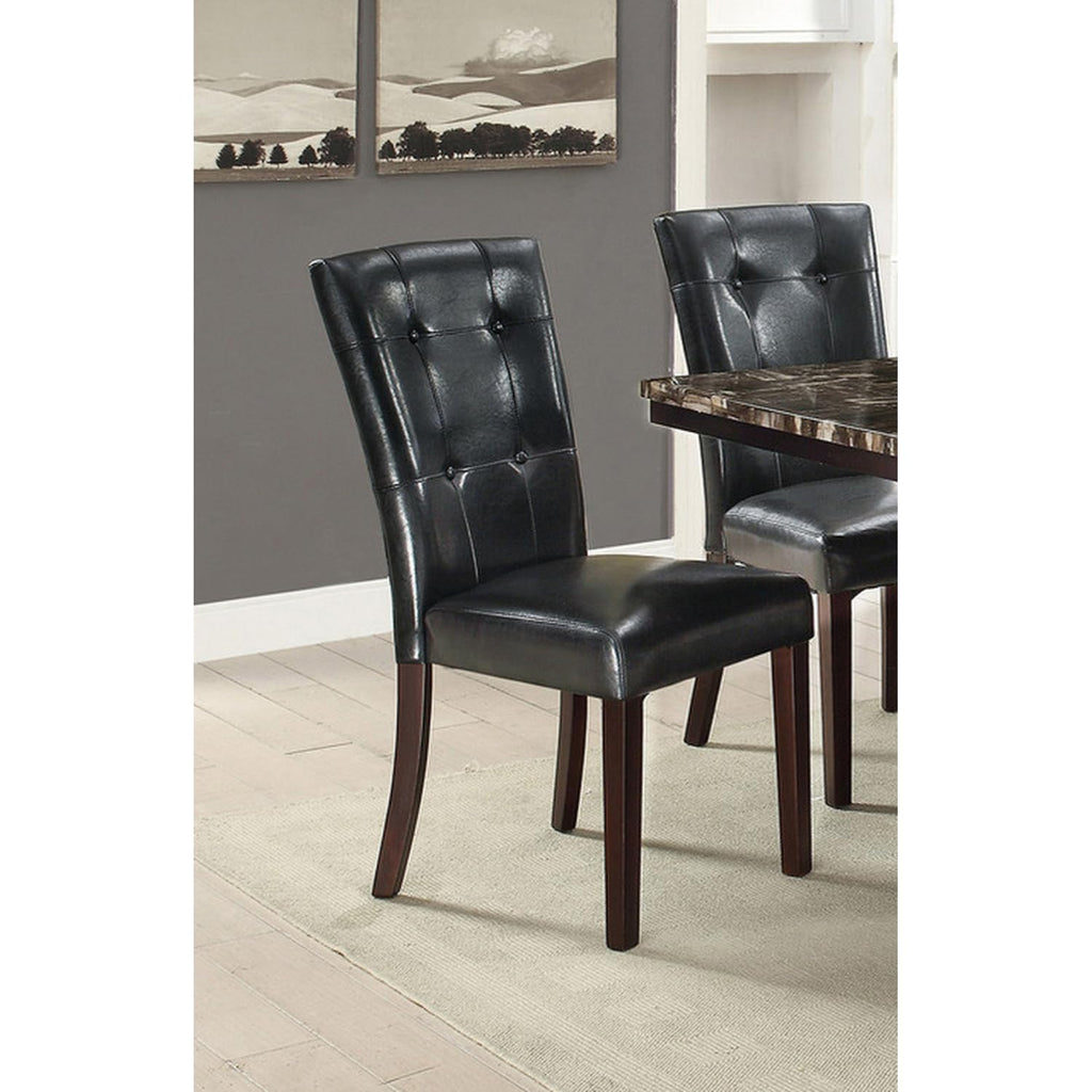 Black Faux Leather Parson Chairs Set of 2 P9065