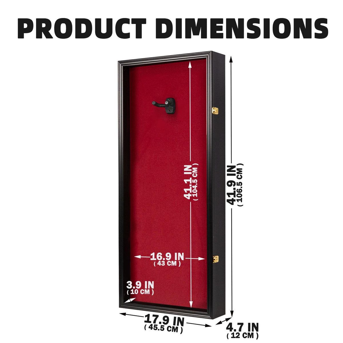 41" Lockable Guitar Display Case with Red Felt Interior Q9412