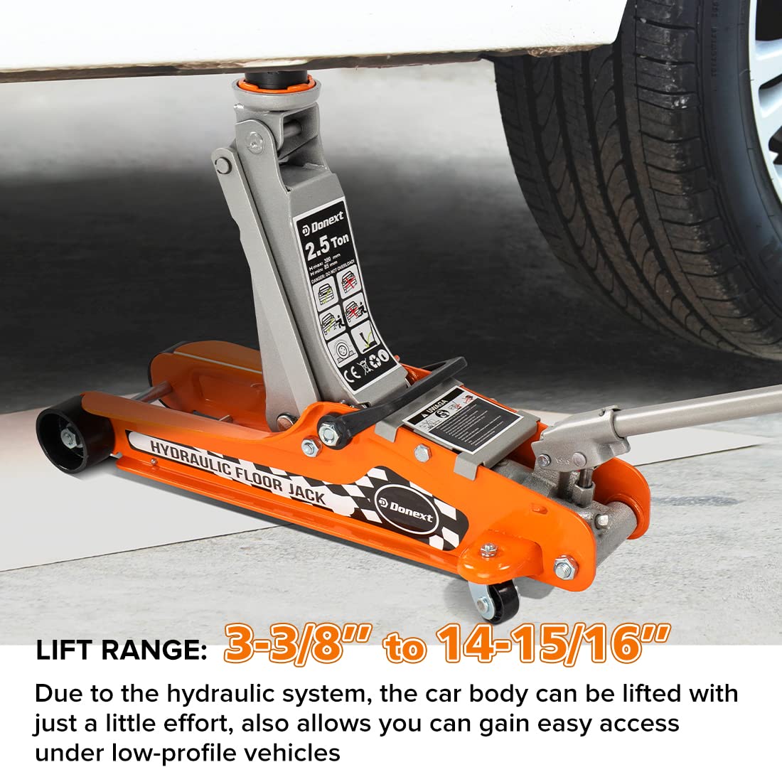 Steel Floor Jack and Orange Jack Stands R2536