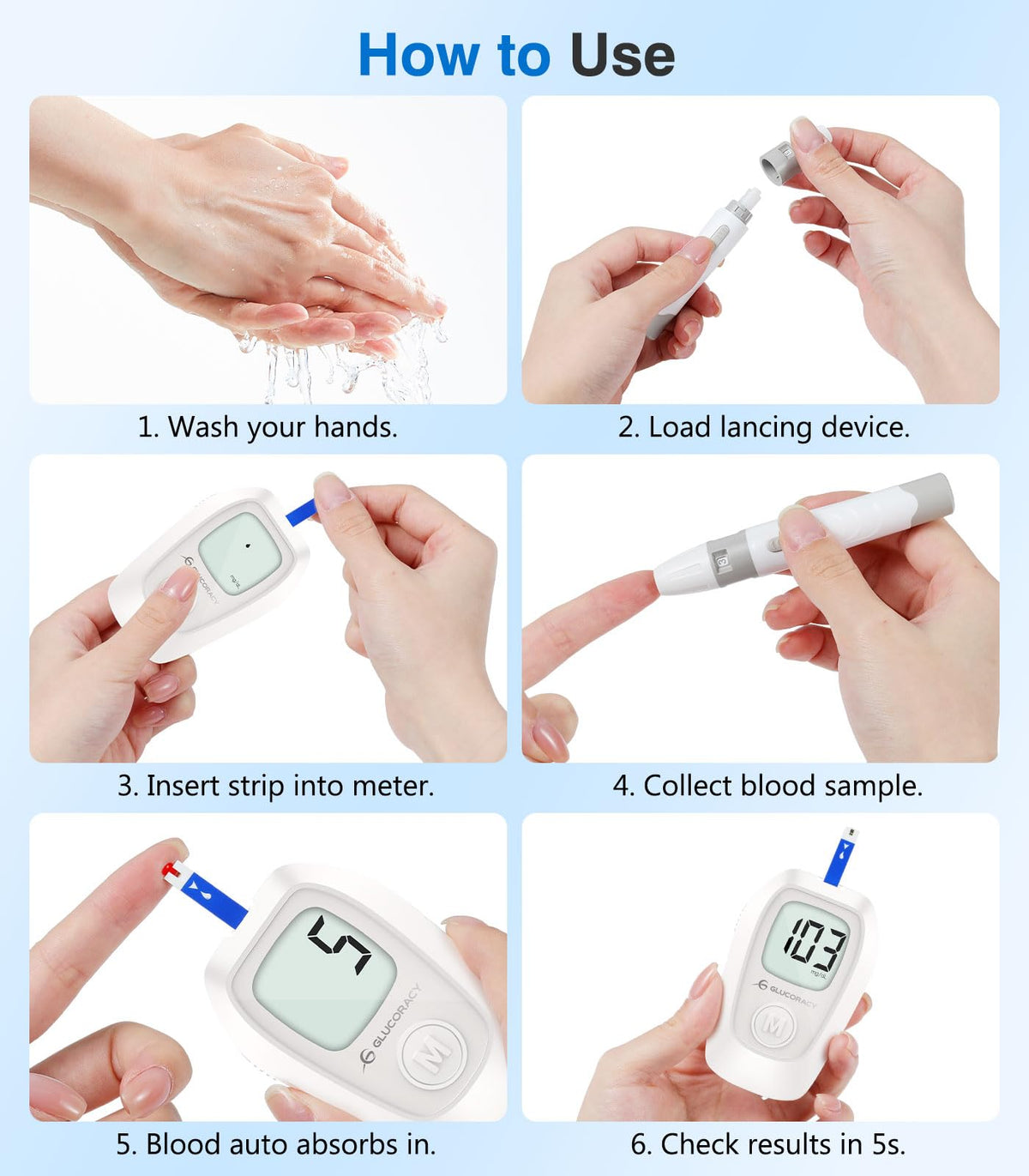 Glucose Monitor Kit, 100 Blood Glucose Strips, No Coding V10821