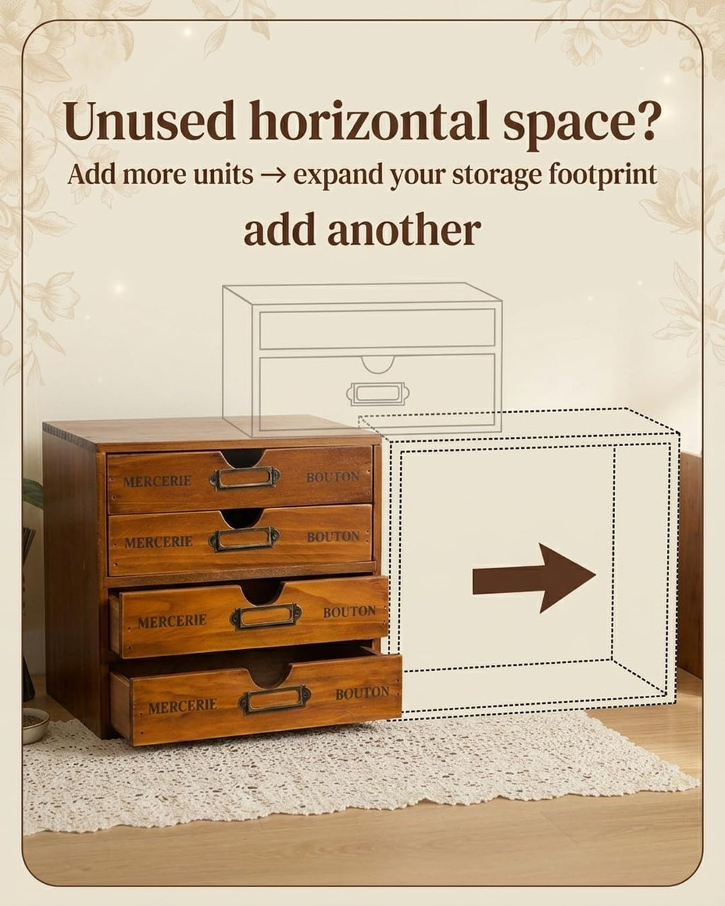 Modular Stackable 4 Drawer Wood Storage Box C716