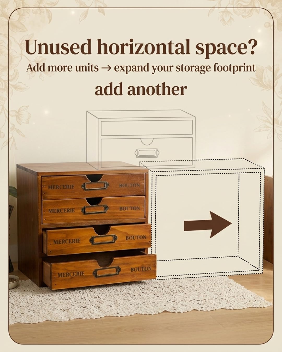 Modular Stackable 4 Drawer Wood Storage Box C716