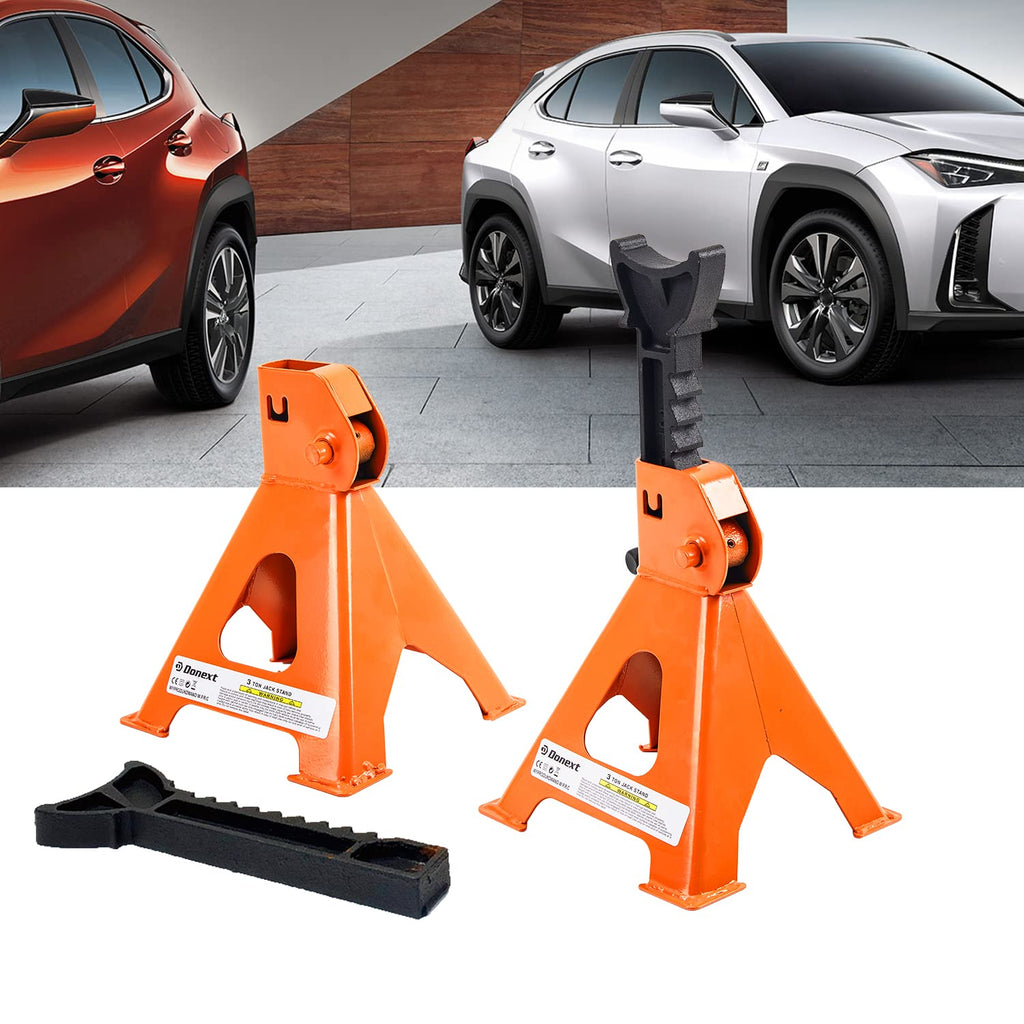 Steel Floor Jack and Orange Jack Stands R2536