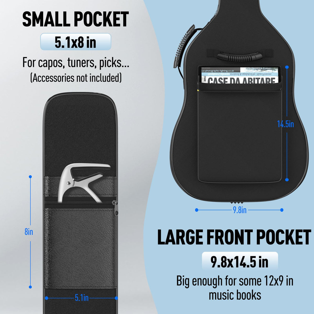 Black Acoustic Guitar Gig Bag with 0.35 Inch Foam Padding U656376