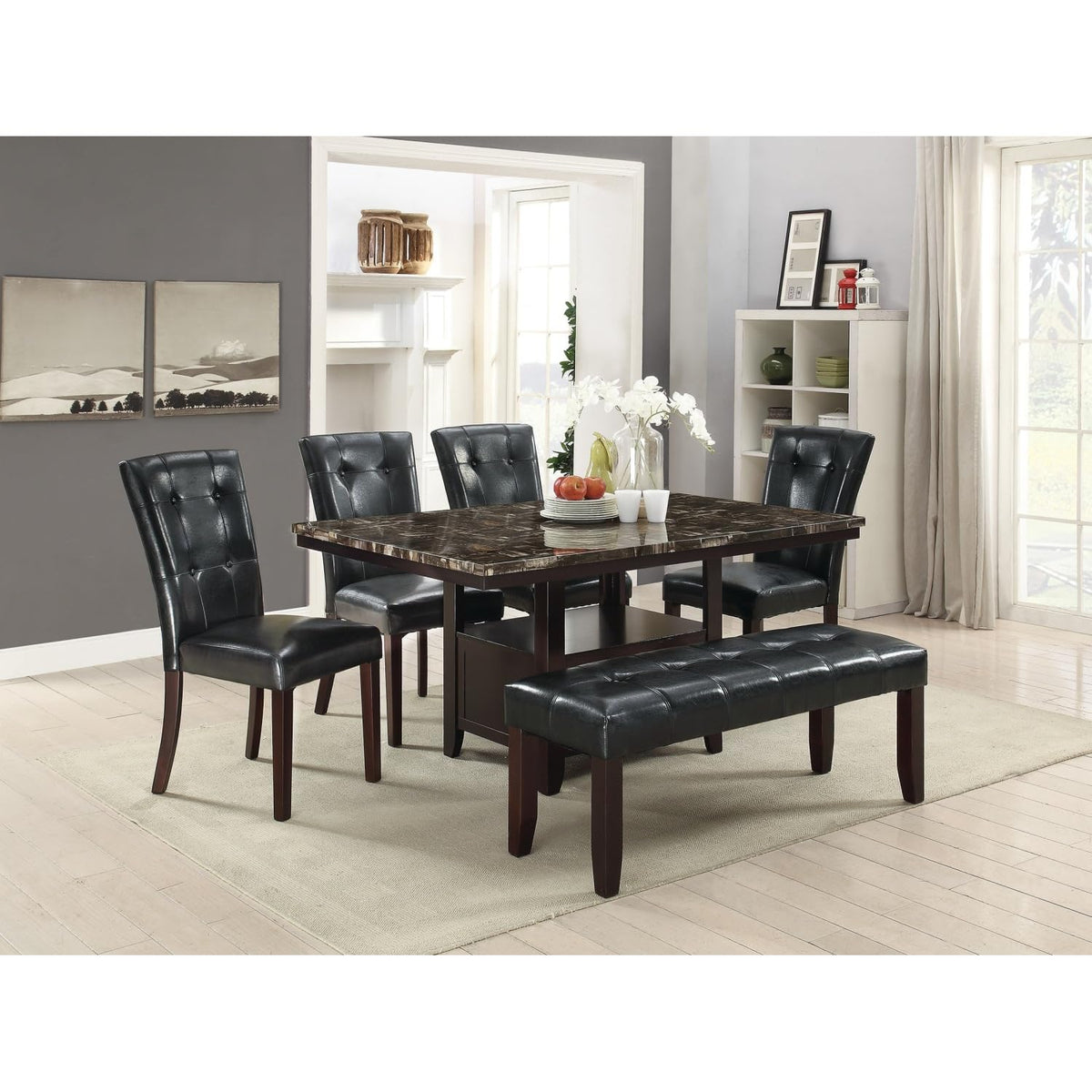 Black Faux Leather Parson Chairs Set of 2 P9065